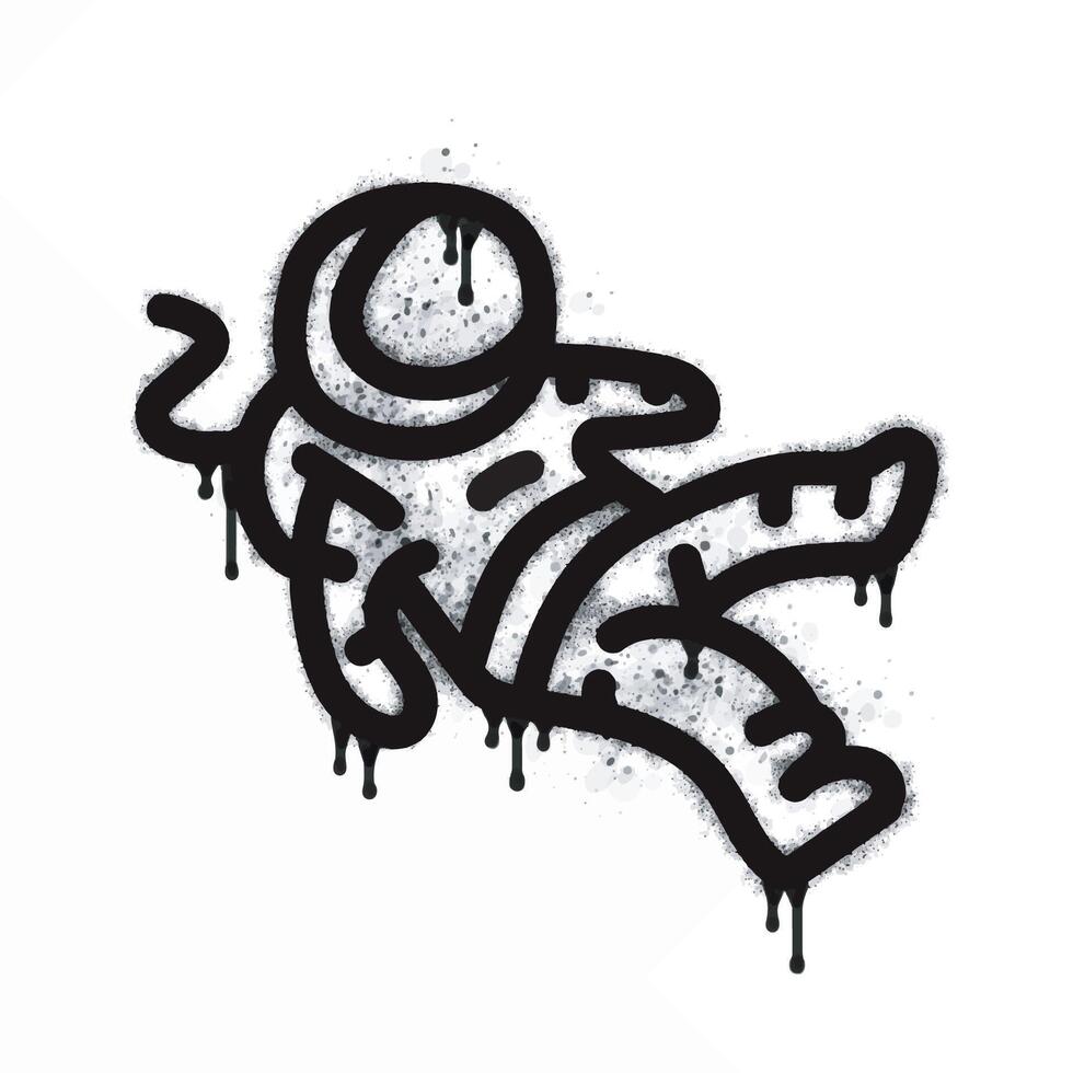 Graffiti astronaut sign spray painted in black on white. Astronaut symbol isolated on white background. vector