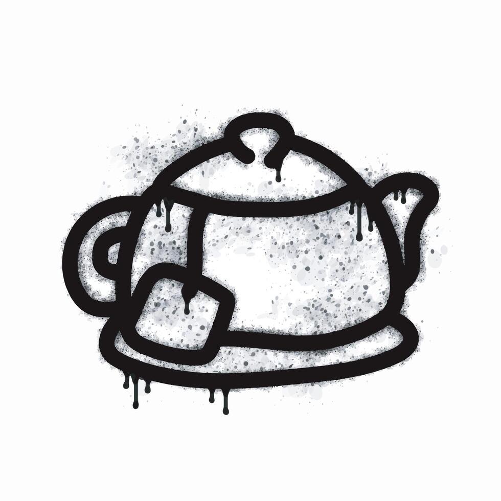 Spray painted graffiti teapot sign in black on white. teapot symbol. isolated on white background. vector