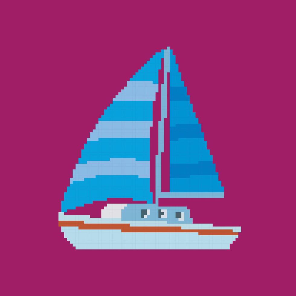 sailboat pixel art, vector