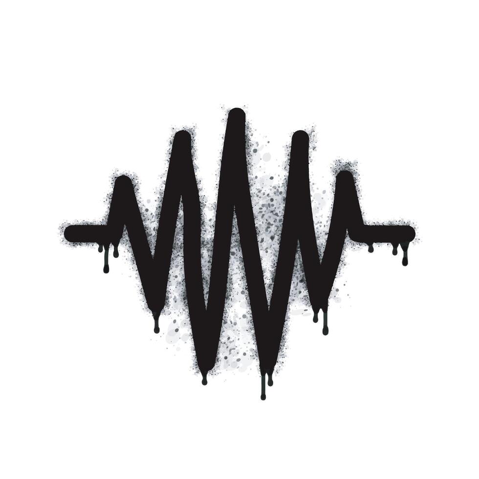 Spray graffiti tea sound wave sign painted black on white. sound wave symbol. isolated on white background. vector