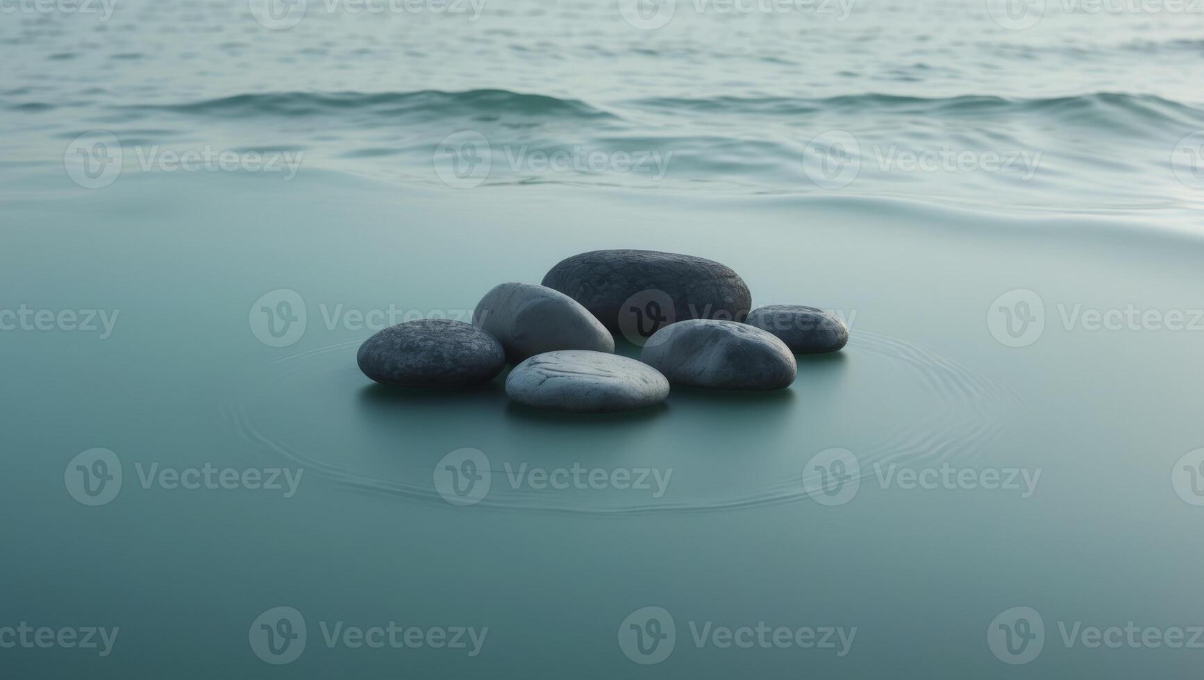 A group of rocks floating on top of a body of waterA group of rocks floating on top of a body of water. photo