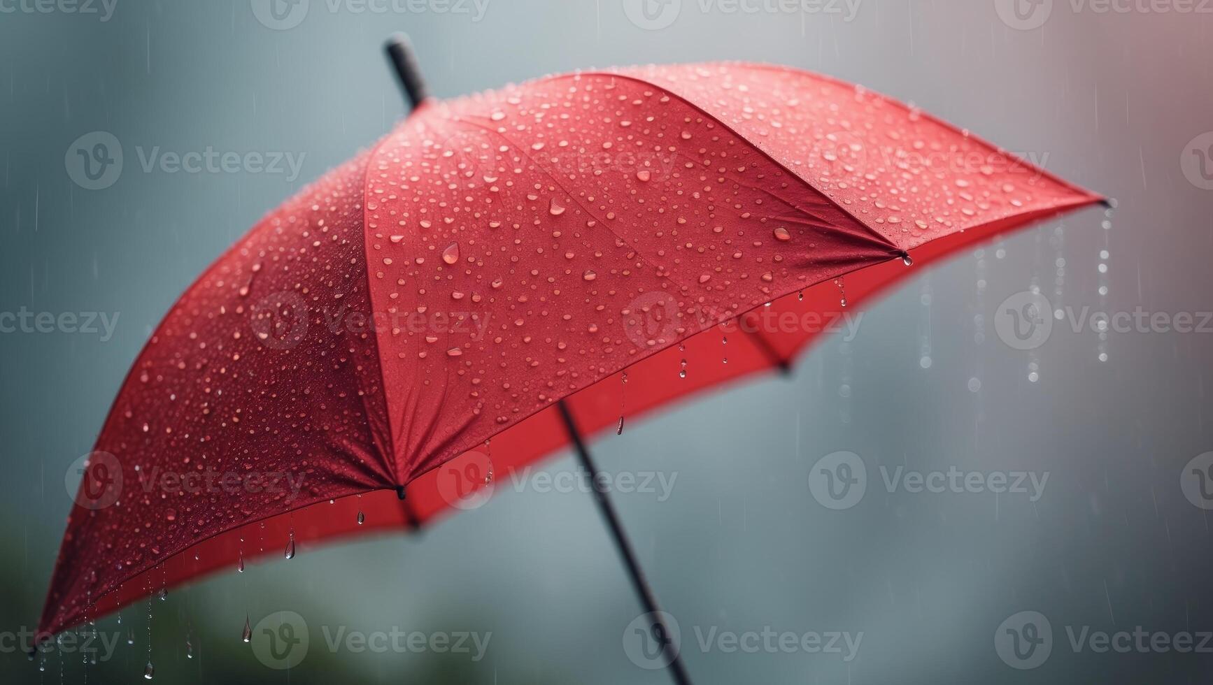 A red umbrella with water droplets on it photo