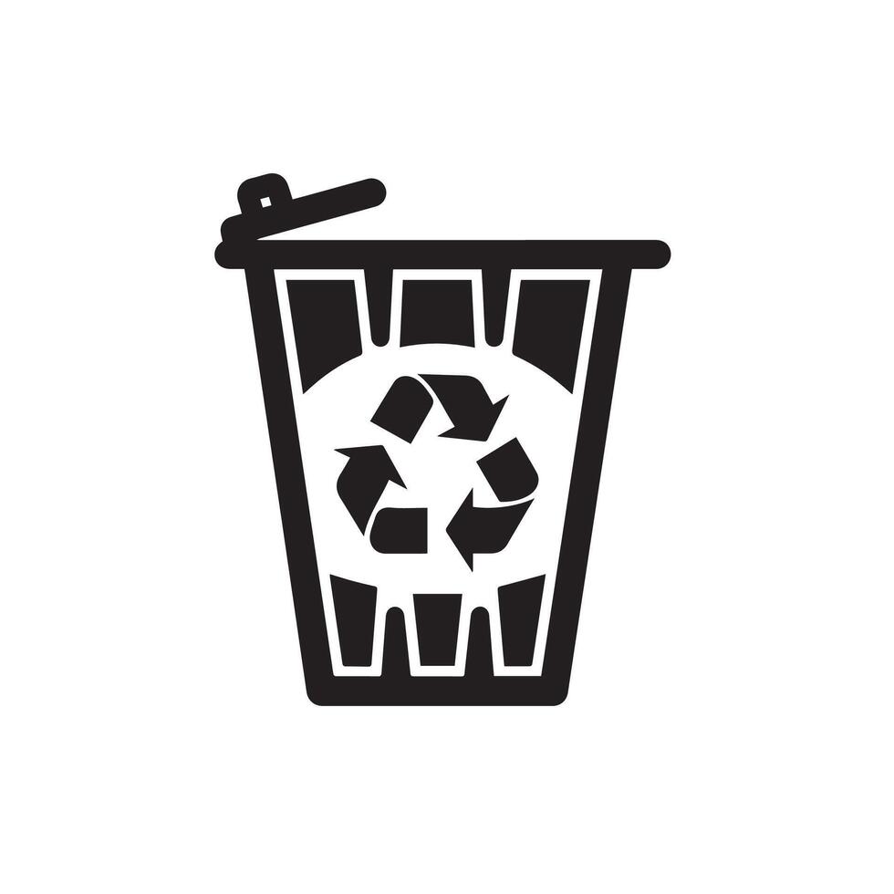 Trash delete icon silhouette illustration design on white background. vector
