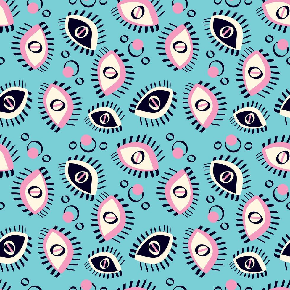 Ethnical magical pattern with eyes. illustration vector