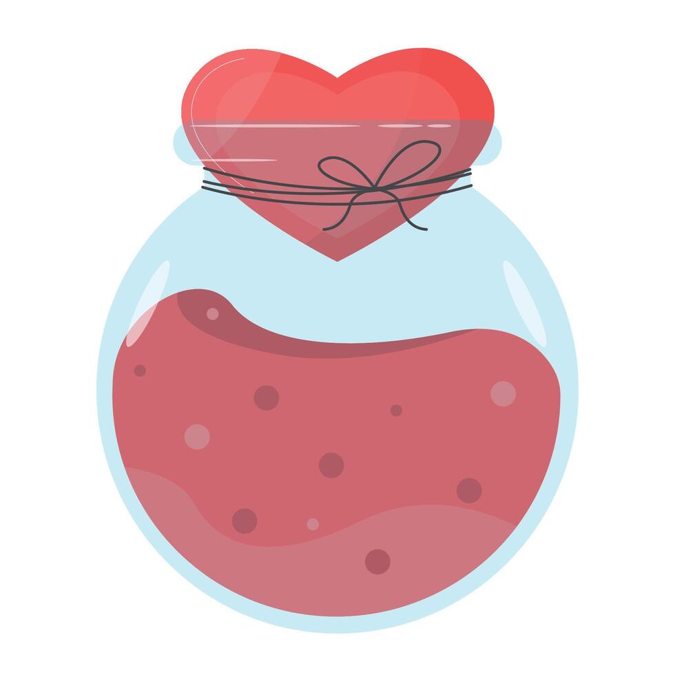 Love potion icon in a jar with a heart shaped stopper. Valentine's day, wedding, romance. Game icon. vector