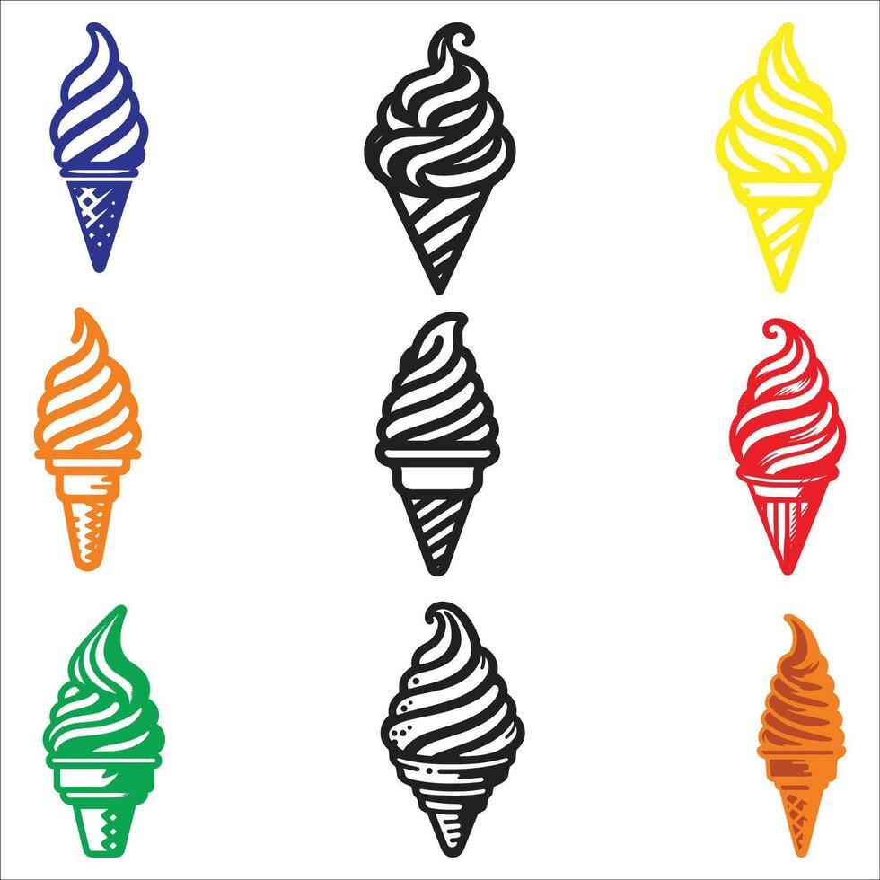 Ice cream line icon set. Included icons as sweet, cool, frozen, soft cream, flavor, dairy and more vector