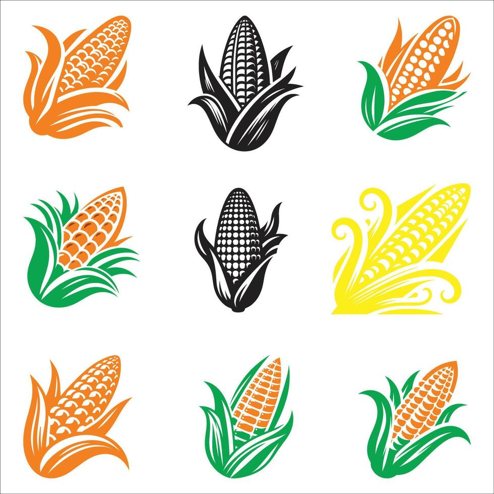A Simple Vibrant Corn Silhouette Design Illustration On White Background vector