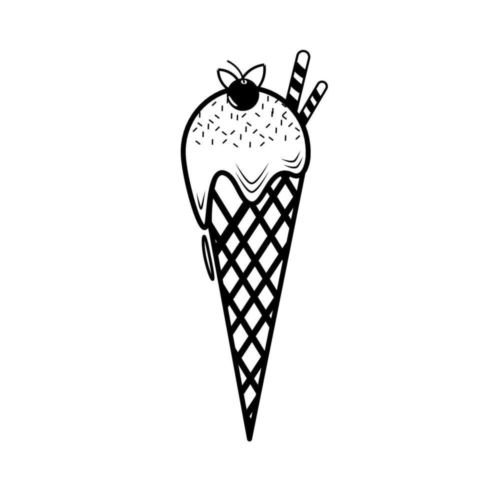 Classic Ice Cream with a Modern Line Art Twist for Dessert Lovers vector