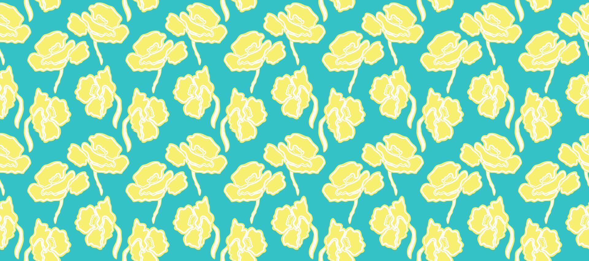 Hand drawn flowers, seamless patterns with floral for fabric, textiles, clothing, wrapping paper, cover, banner, interior decor, abstract backgrounds. vector