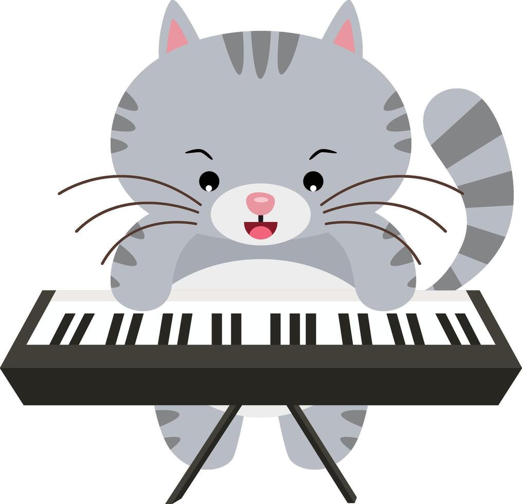 Funny cat playing the piano vector