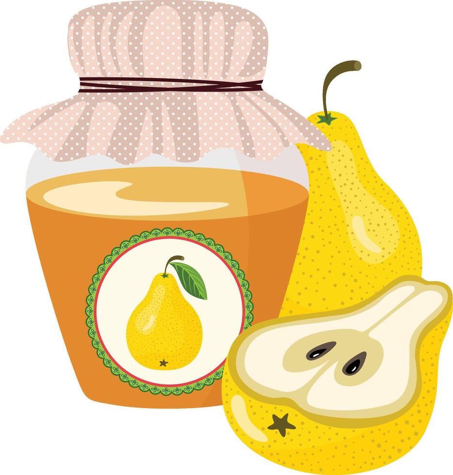 Glass jar with pear jam vector