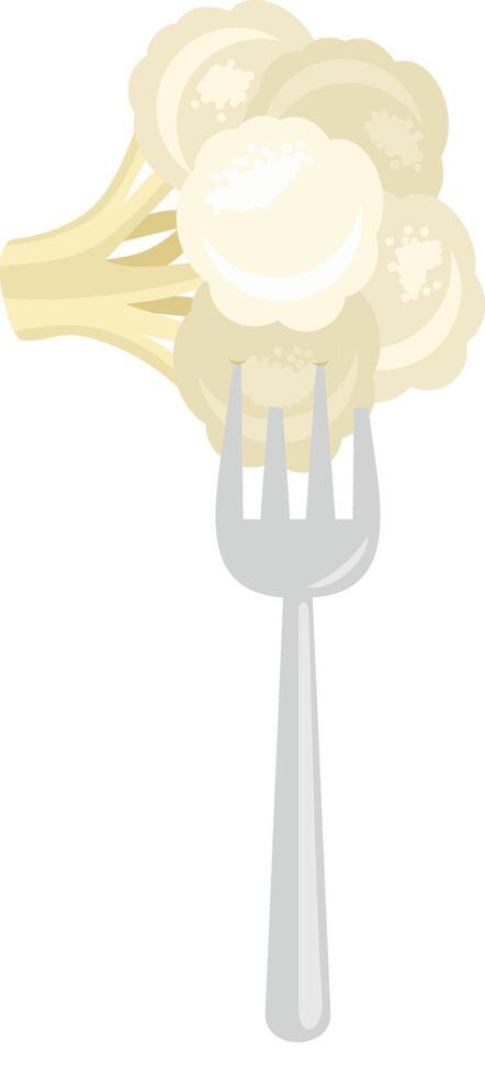 Fresh white cauliflower on fork vector