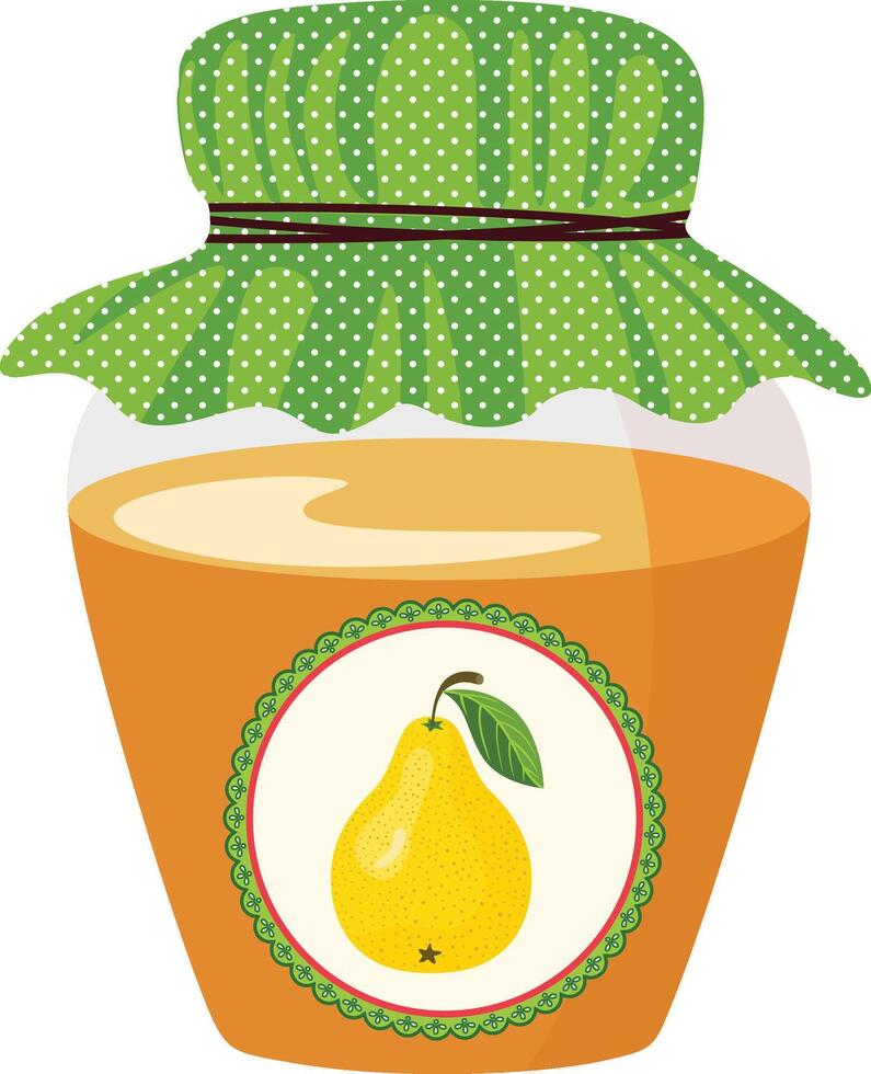 Pear jam in a glass jar vector