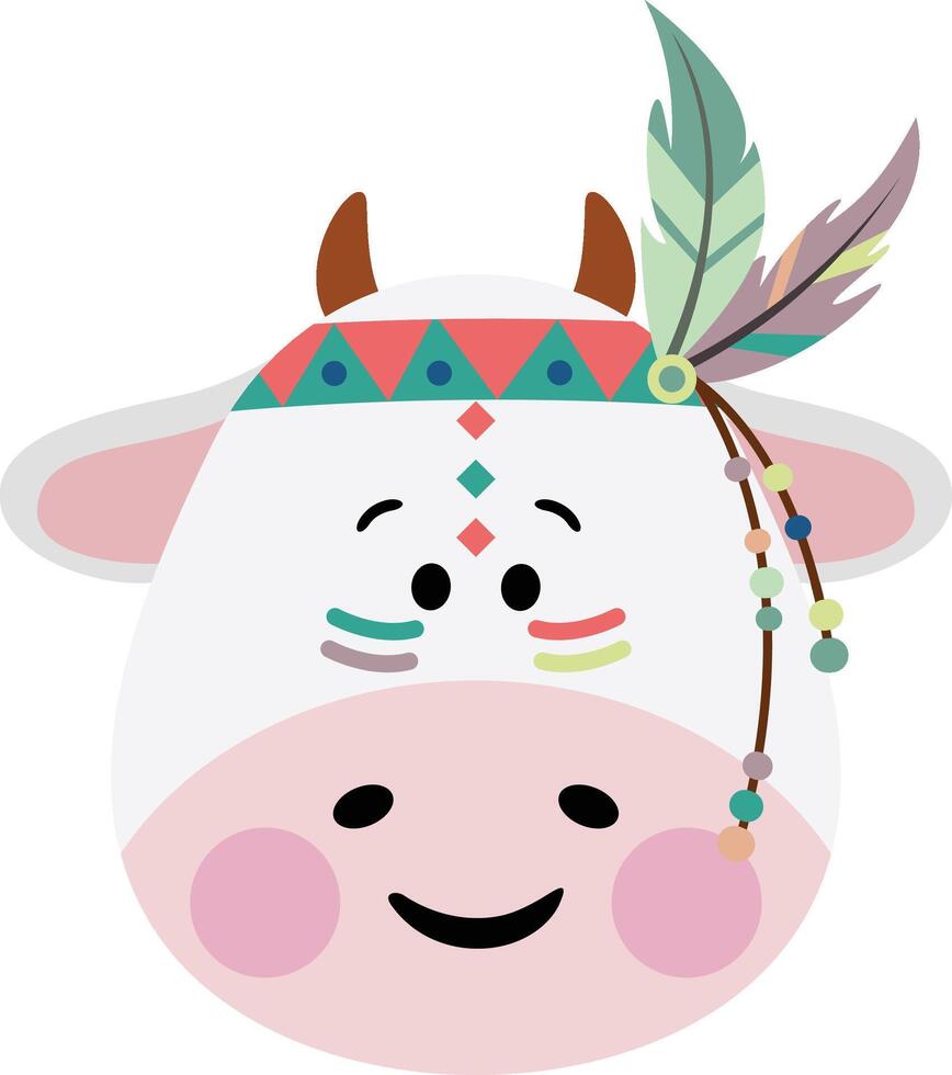 Cute funny indian cow face vector