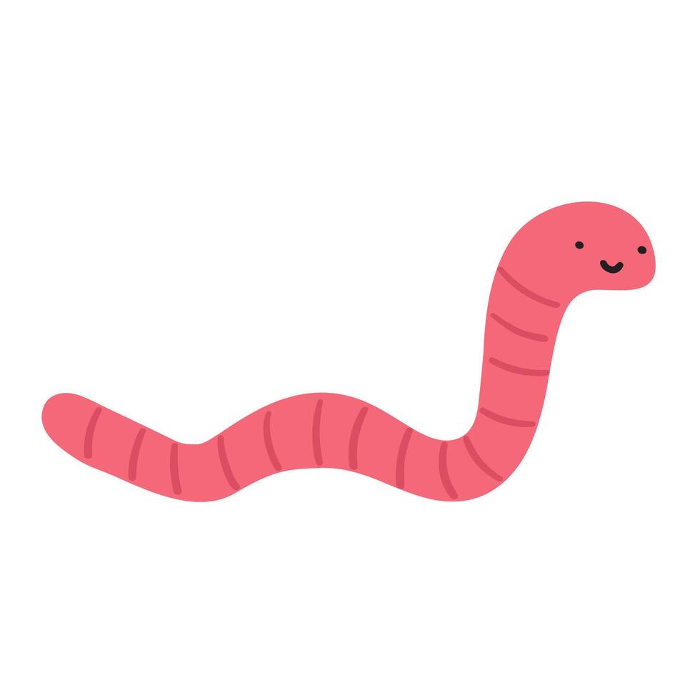 Earthworm crawling. Flat illustration on white background. vector