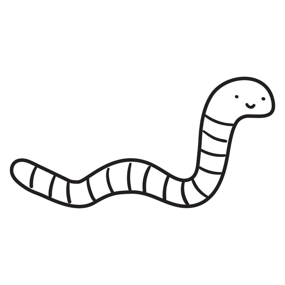 Cute earthworm. Outline icon. design. Illustration on white background. vector