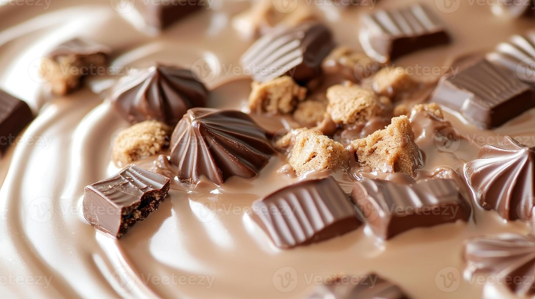 Rich chocolate and cookie chunks swirl in a sweet, creamy backdrop for delightful desserts photo
