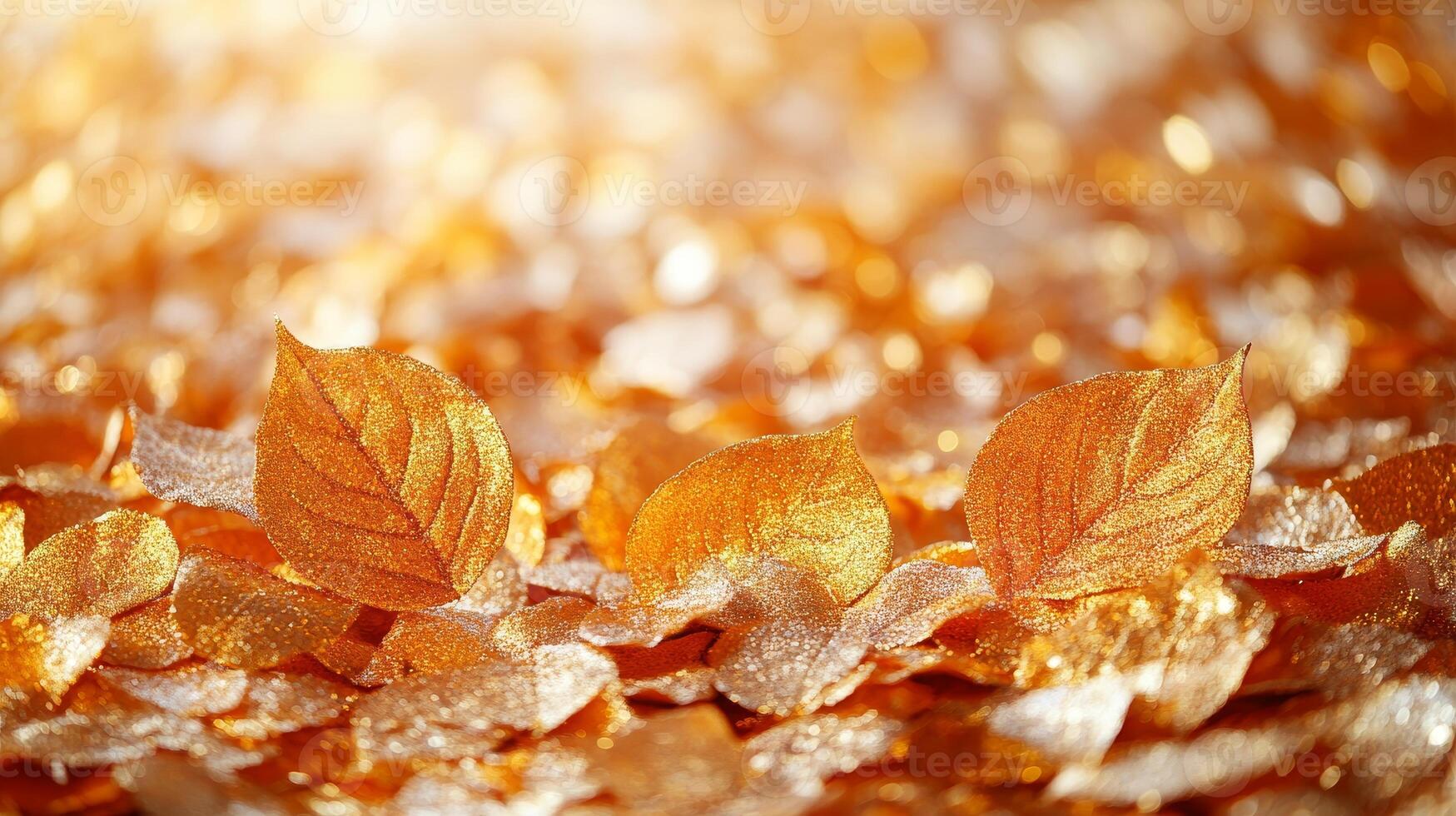 Rustling golden leaves shimmer under soft sunlight, evoking the essence of autumn days photo