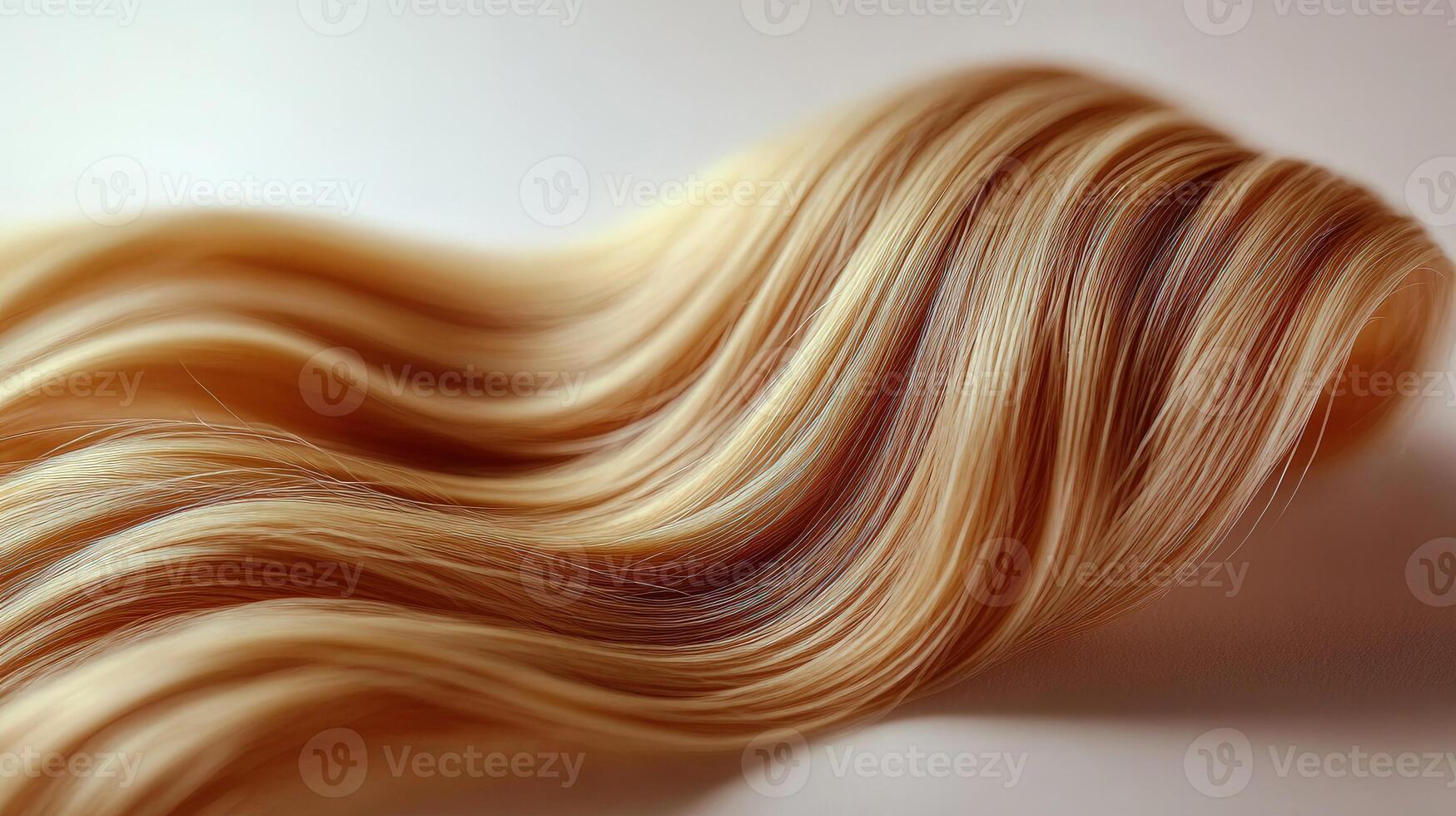 Golden locks drape elegantly, catching the light and showcasing silky smoothness and texture photo