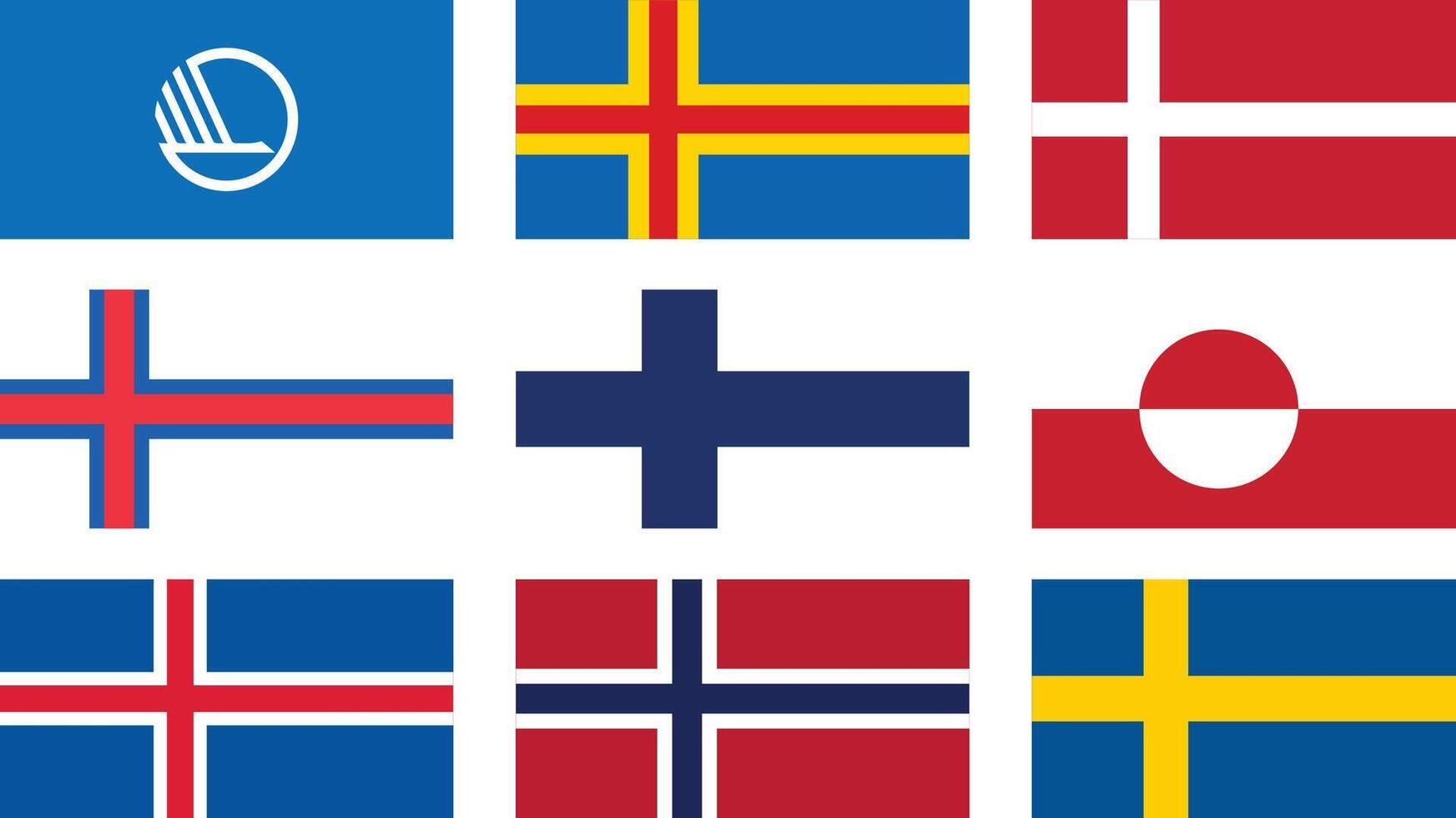 Nordic Council, NC Members Flag Set Illustration vector