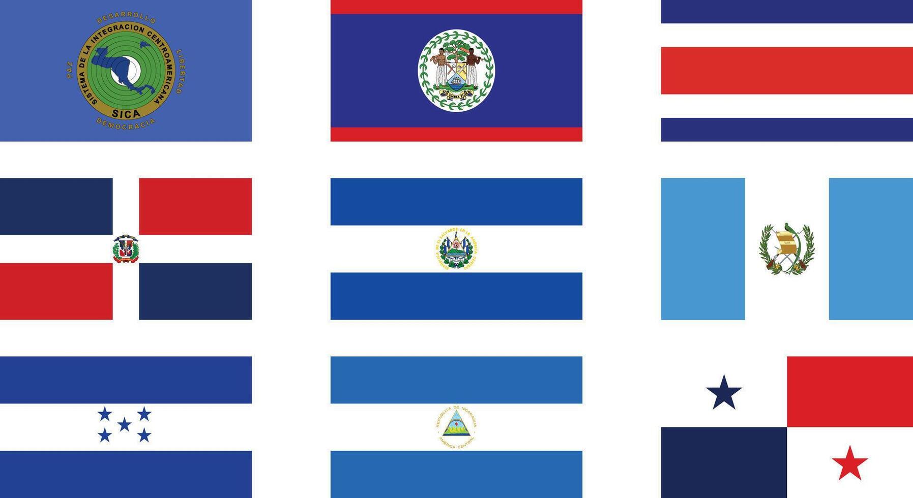 Central American Integration System, SICA Members Flag Set Illustration vector