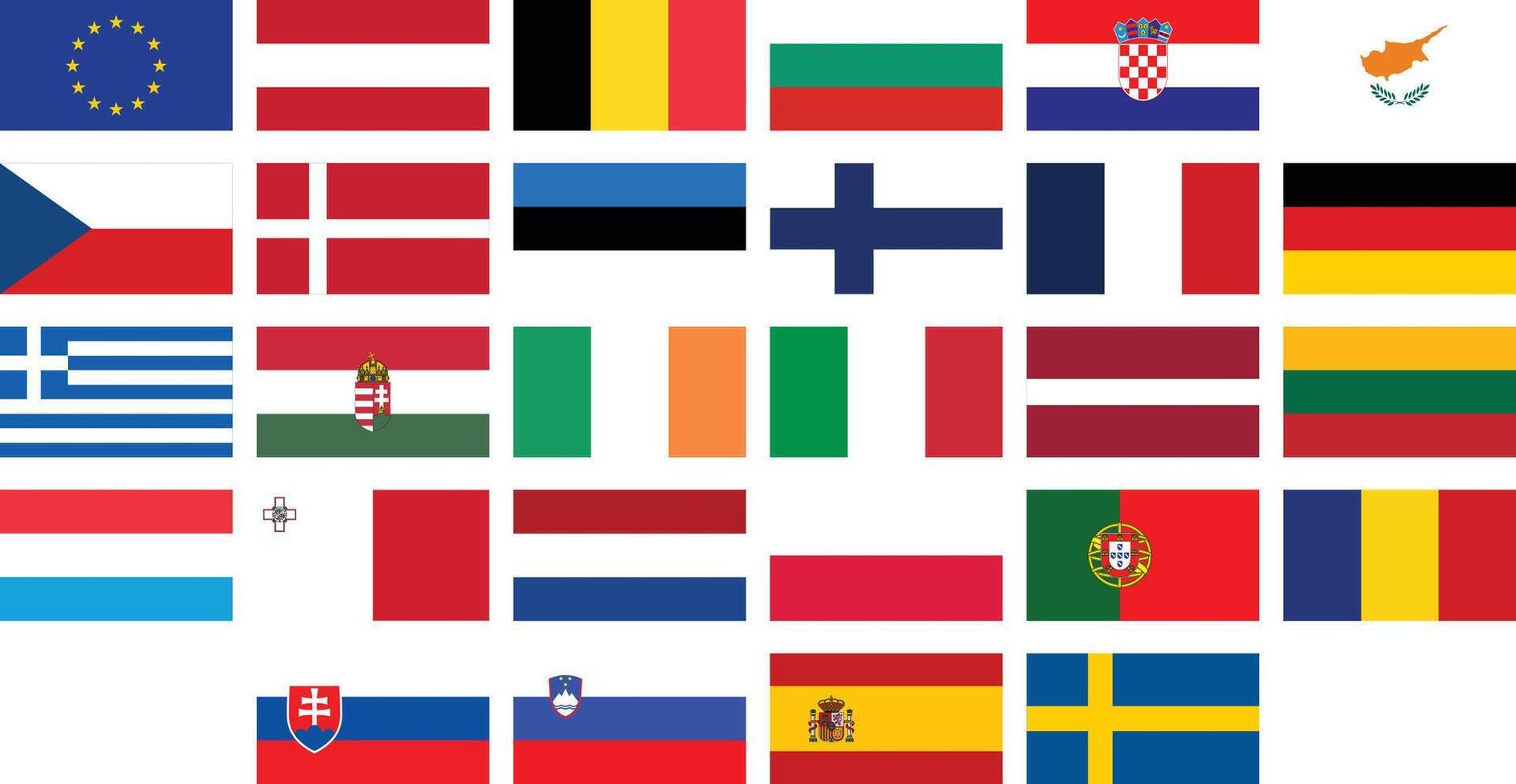 European Union, EU Members Flag Set Illustration vector
