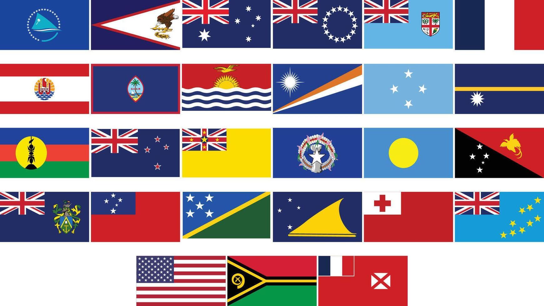Pacific Community, SPC Members Flag Set Illustration vector