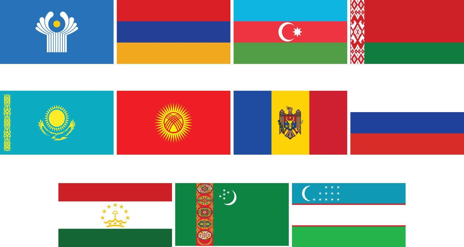 Commonwealth of Independent States, CIS Members Flag Set Illustration vector