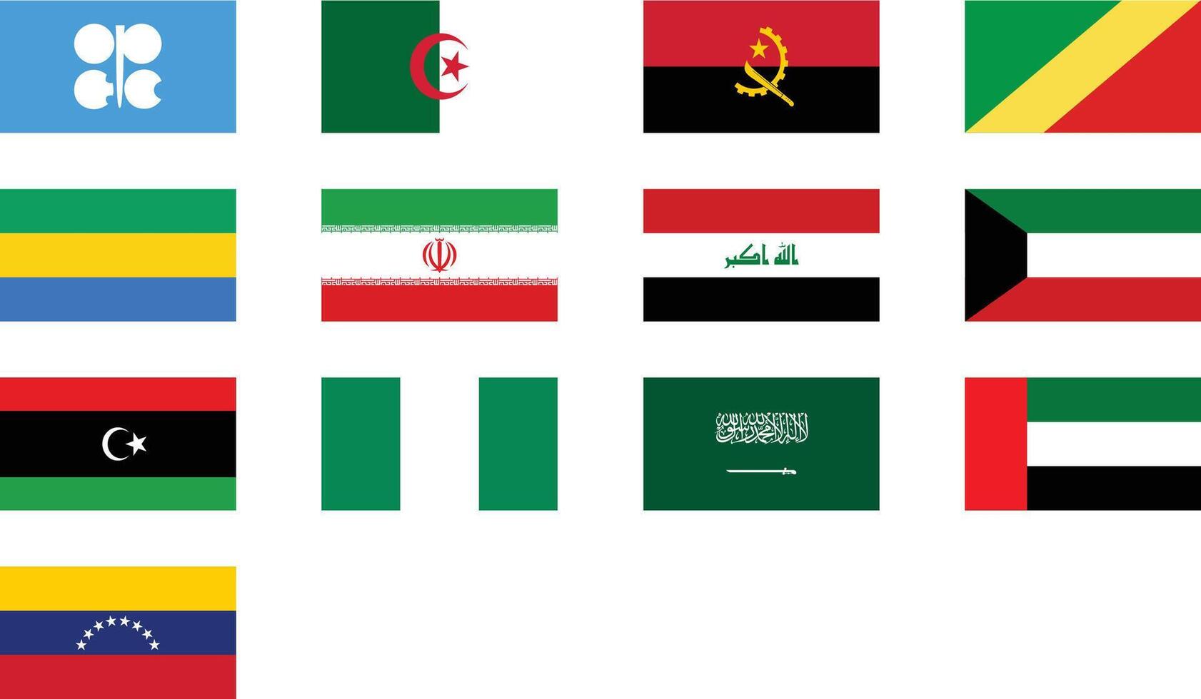 OPEC Members Flag Set Illustration vector
