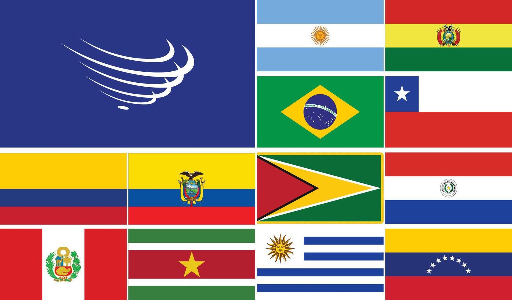 Union of South American Nations, USAN Members Flag Set Illustration vector