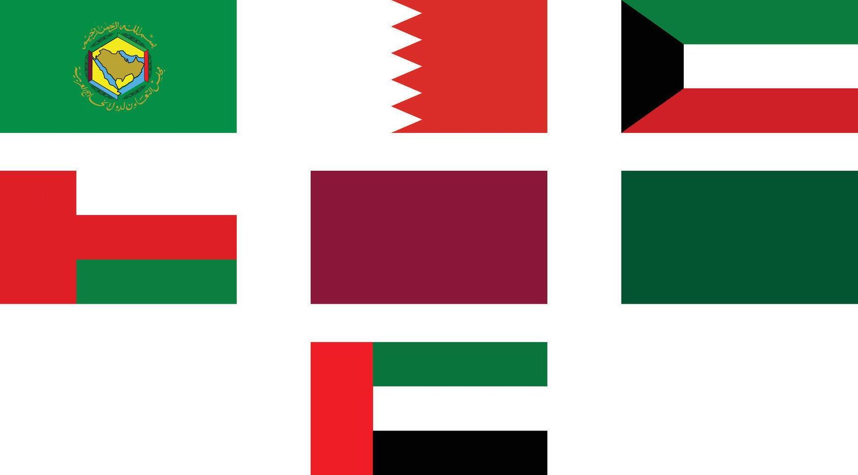 Gulf Cooperation Council, GCC Members Flag Set Illustration vector