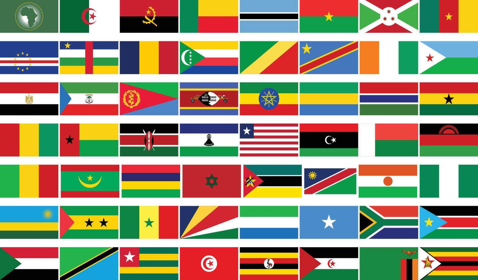 African Union, AU Members Flag Set Illustration vector