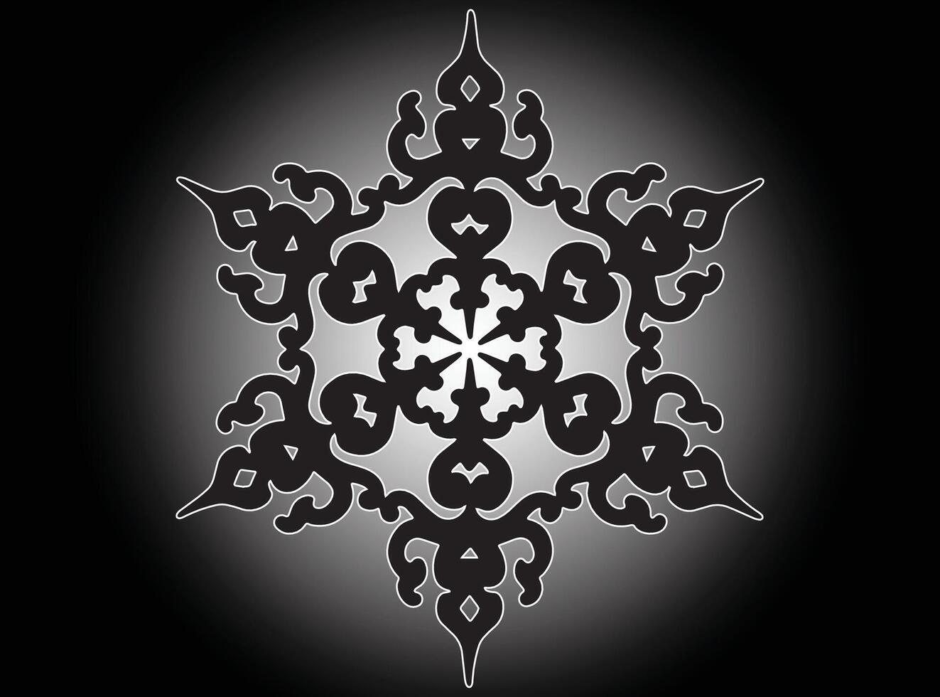 Lunar Petals mandala Line Art Frames Design vector