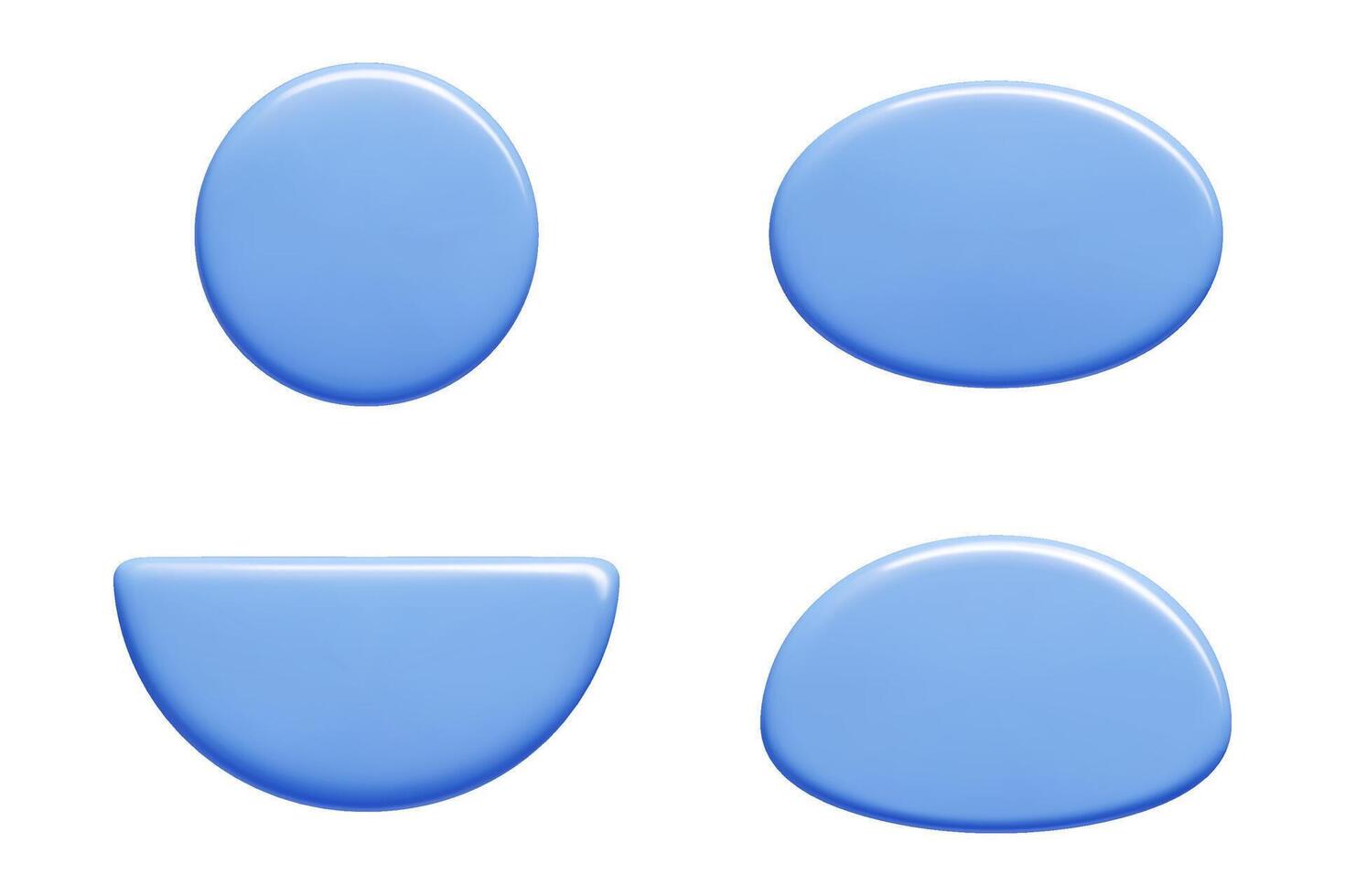 Text banner shapes set in glossy blue 3d render . vector