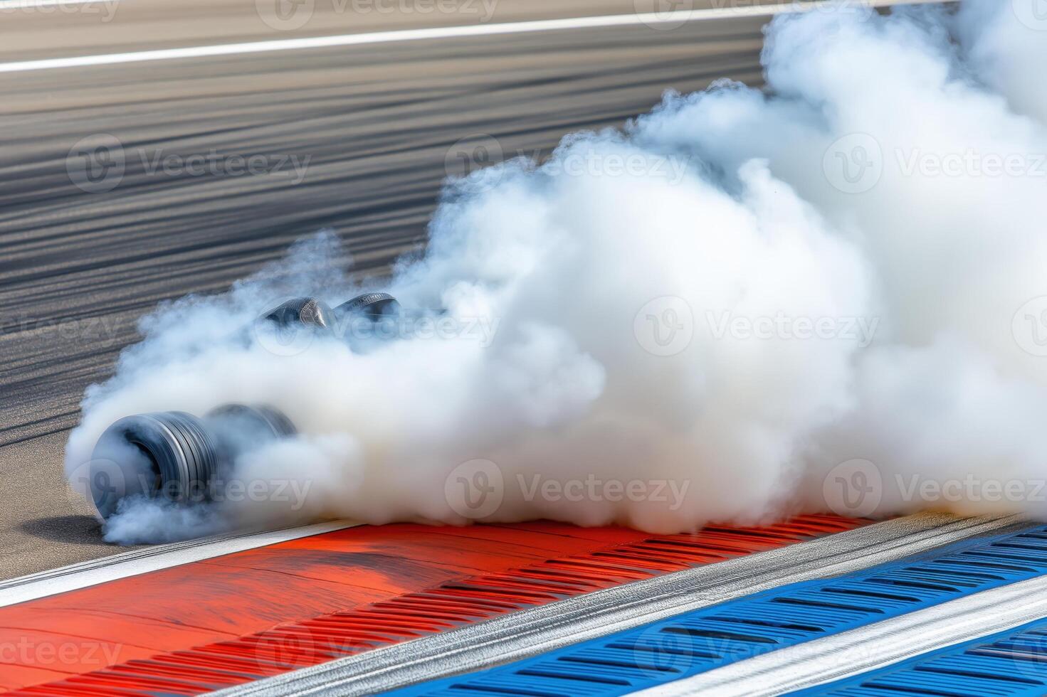 Race drift action capturing a thrilling car drifting battle with intense smoke on speed track photo
