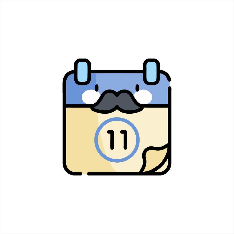 A calendar with a mustache and a date on it vector