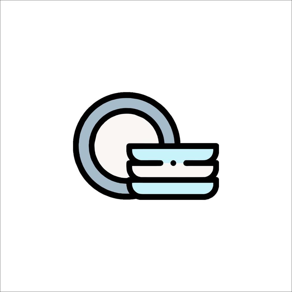 A plate with a fork and knife icon vector