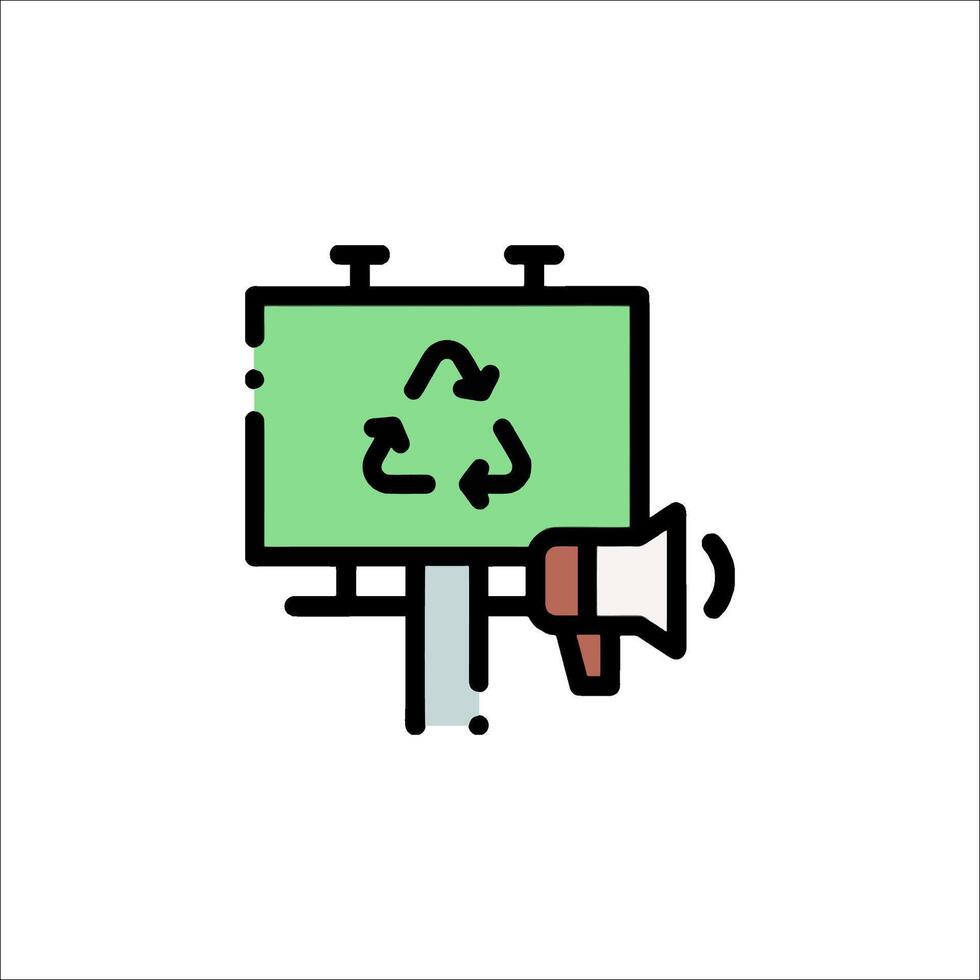 A recycling sign with a megaphone and a recycling bin vector