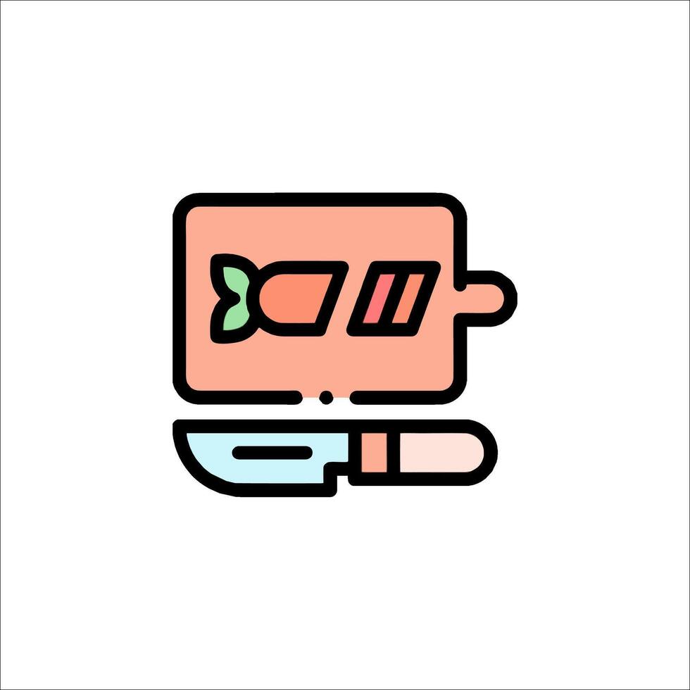 A knife and a meat tray icon vector