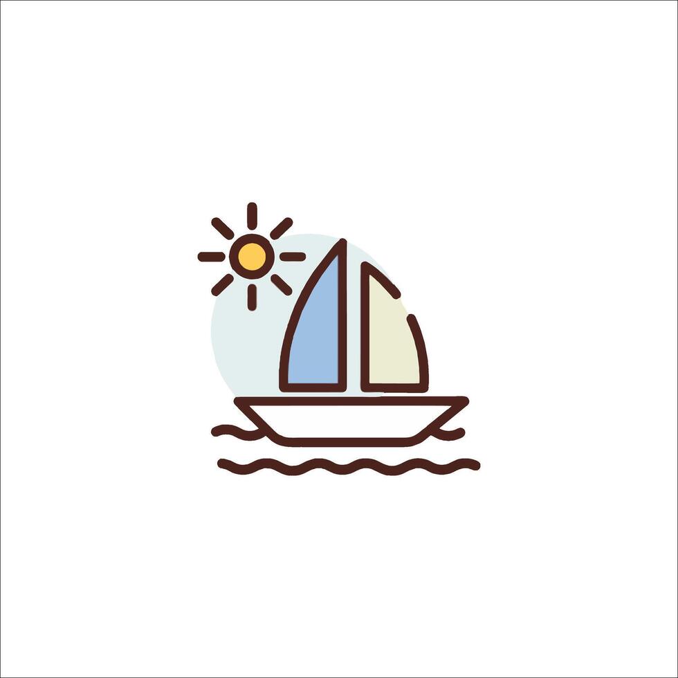 A sailboat with sun and waves on a white background vector