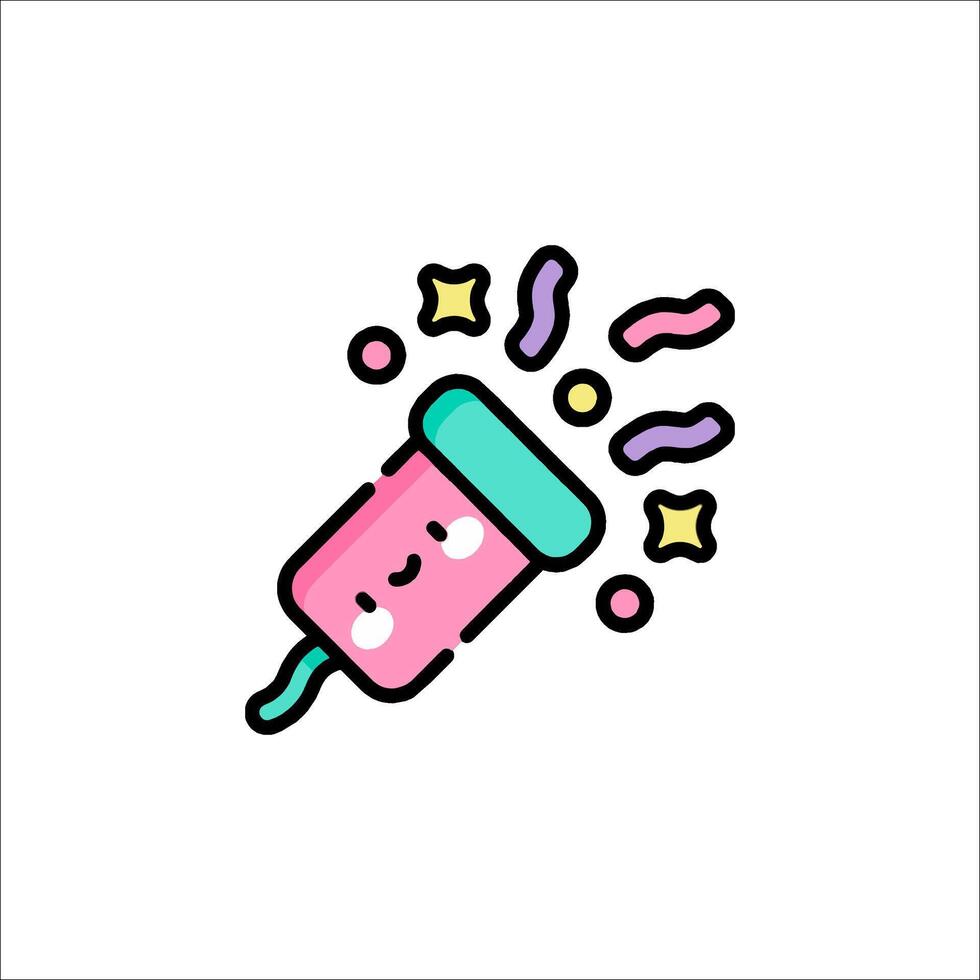 A pink ice cream popsicle with stars and confetti vector