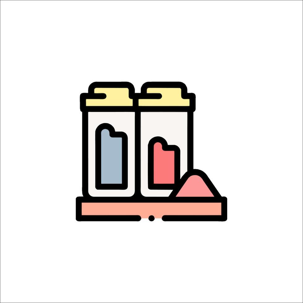 Two jars of powder and a spoon icon vector