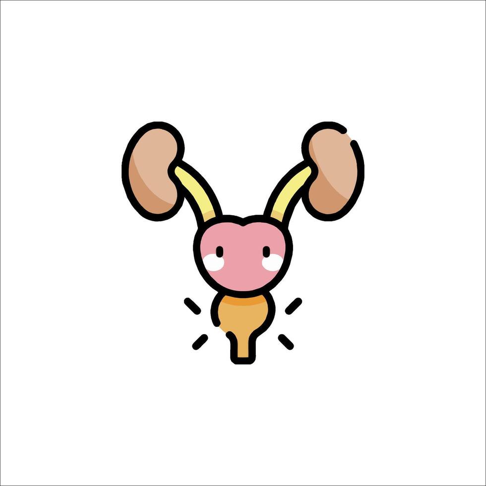 A cartoon kidney with a smile on its face vector