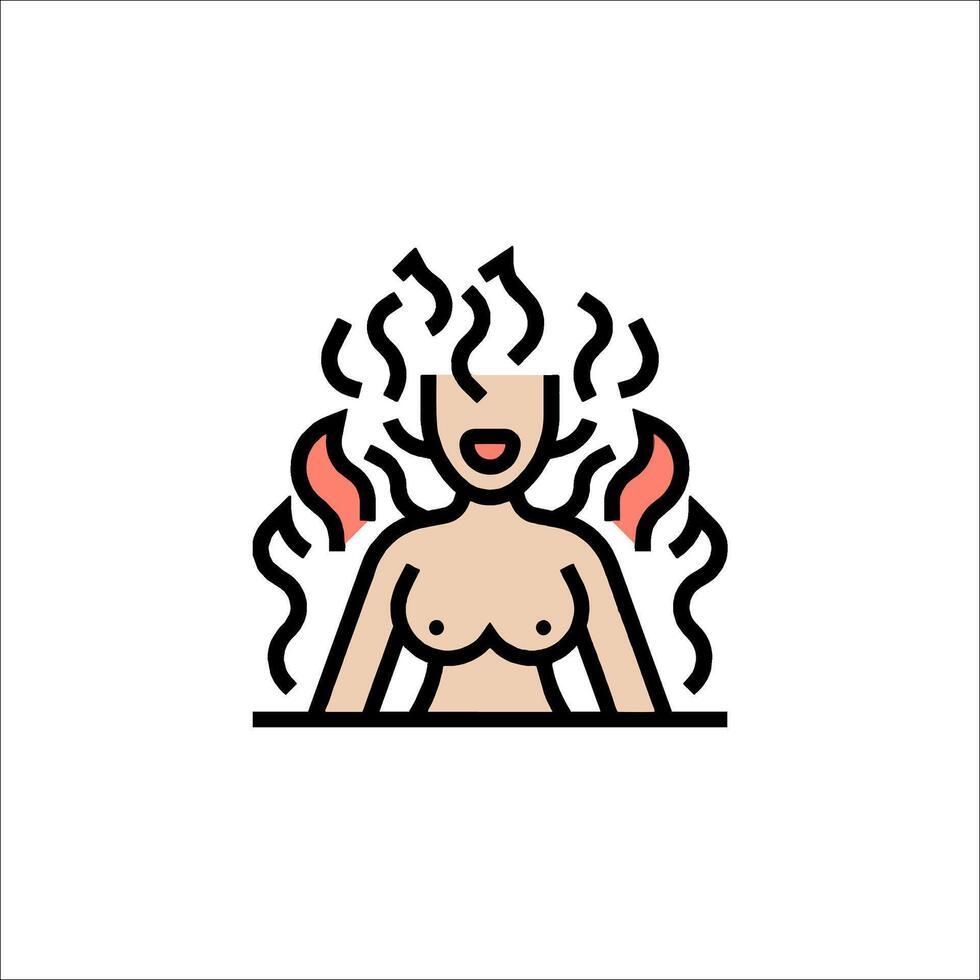 A woman with a fire coming out of her body vector