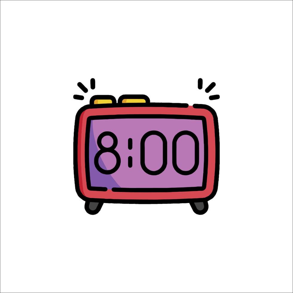 An alarm clock with the time 8 o 'clock vector