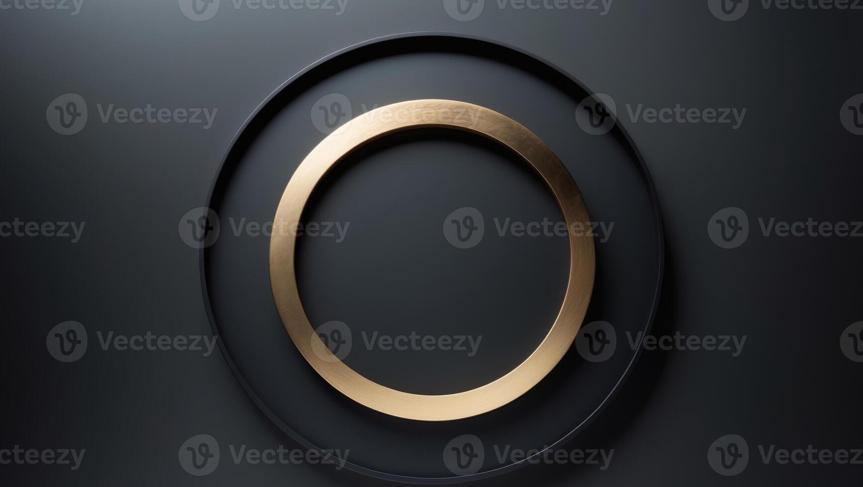 A golden circle within a black circle on a dark background photo