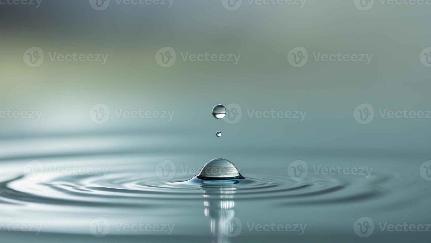 A drop of water floating on top of a body of water photo