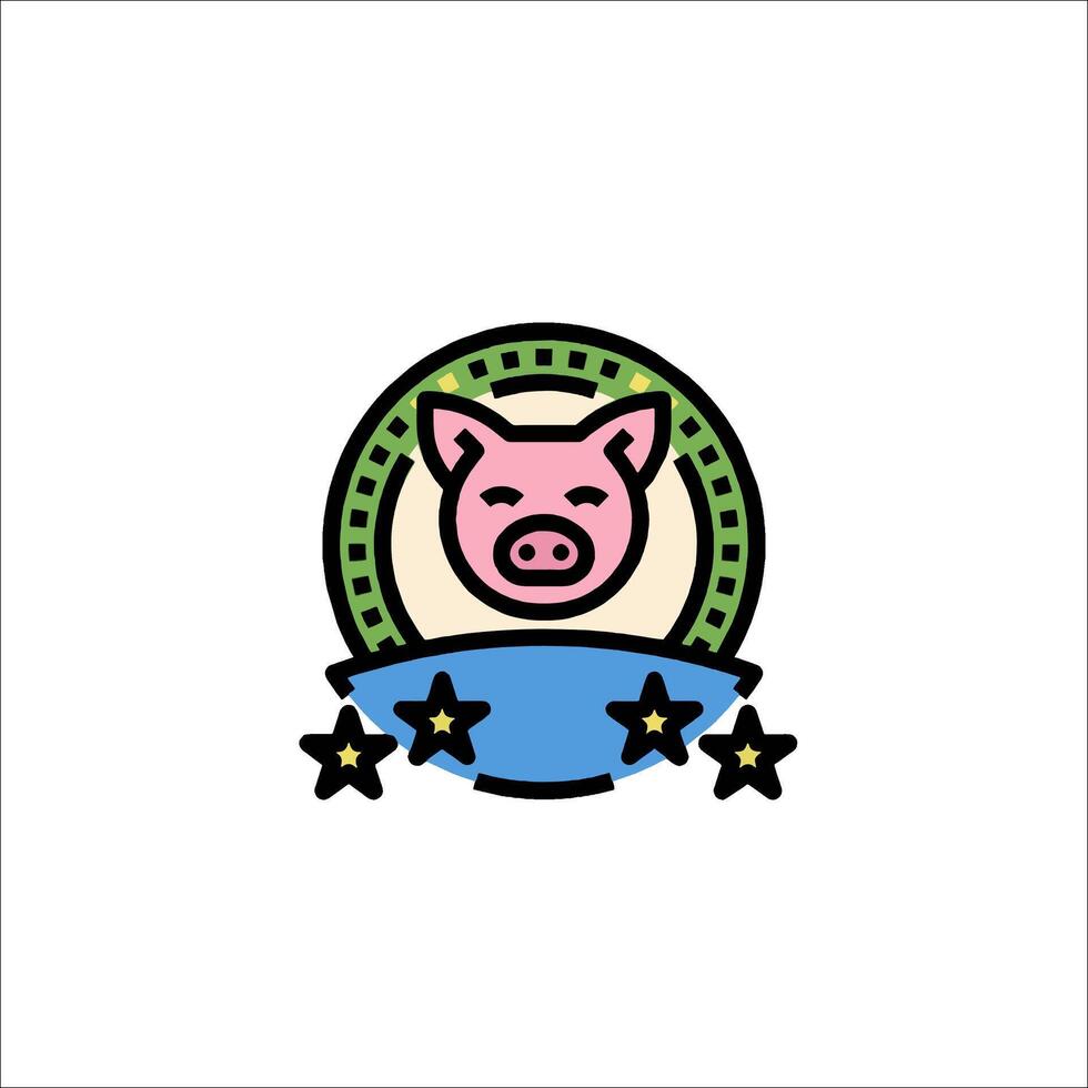 A pig logo with stars and a star on it vector
