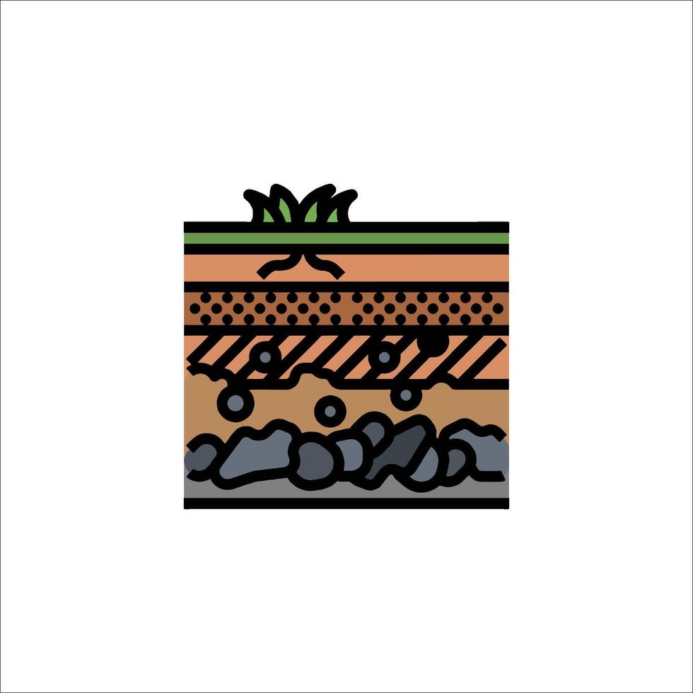 An illustration of a soil layer with rocks and plants vector
