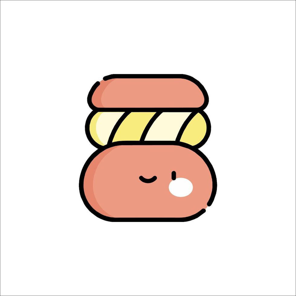 A cute little burger with a face on it vector